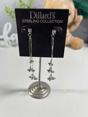 Sterling Silver Dangle Earrings with Clear Butterfly 🦋 Stones!!!